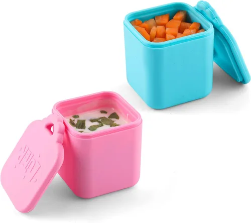 Vista 10 de 2 recipientes de inmersión compatibles con recipientes de aderezo de ensalada de 4 onzas para llevar Silicone Container for Most Bento Lunch Box