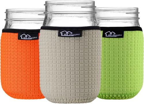 Vista 9 de WKieason - Funda de neopreno para tarro de masón de boca regular de 16 onzas, fundas para tarros de 16 onzas, funda para boca regular