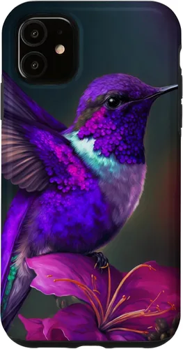 Vista 8 de Funda púrpura para iPhone XR para colibrí