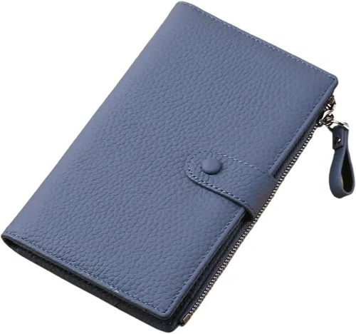 Vista 11 de Cartera para mujer, con cremallera y bolsillo para monedas, con bloqueo Rfid, billetera delgada de cuero para mujer, Beige, Classic
