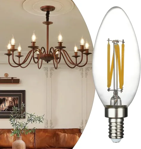 Vista 11 de Paquete de 4 bombillas LED T45/T14, bombillas Edison vintage de 4 W, 2700 K, 550 lúmenes, equivalentes a 40 W, bombillas de tubo ámbar amarillo