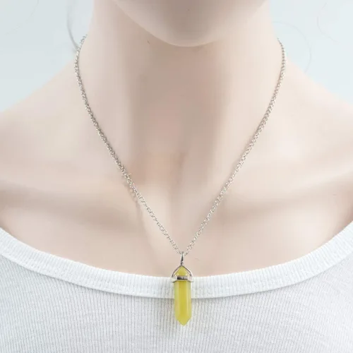 Vista 5 de 1 collar con colgante de bala de piedra preciosa natural, piedra de cristal curativo, cuarzo, reiki, chakras, roca energética, 18 pulgadas