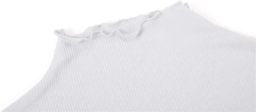 Vista 4 de POPZONE - Camisa de manga larga con cuello alto falso, ajustada, de punto acanalado