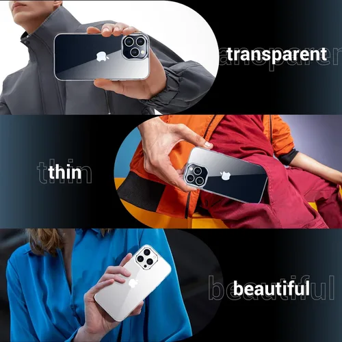 Vista 6 de Funda transparente diseñada para iPhone 15 ProMax, transparente, no amarillea, protección contra caídas de grado militar, delgada, a prueba