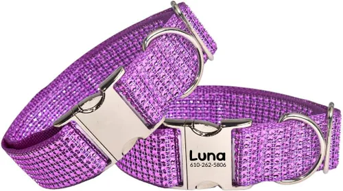 Vista 15 de Collar de perro con diamantes de imitación, hebilla grabada y opciones de correa, collares de perro brillantes a la moda, joyas brillantes