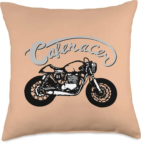 Vista 4 de American Cafe Racer Motorcycle Apparel and Merch Cafe Racer Biker Men Women Adult Teens Boys Girls Kids Youth Throw Pillow, 16x16, Multicolor