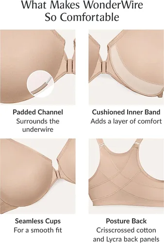 Vista 7 de Glamorise Sujetador Wonderwire Posture Back con aros para mujer, talla grande #9265