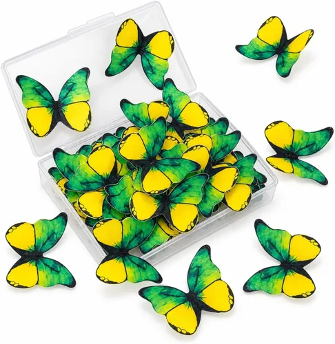 Vista 15 de Mariposas comestibles para decoración de pasteles, decoración comestible de arco iris para pasteles y cupcakes, mariposas de papel de oblea 5Colors-1