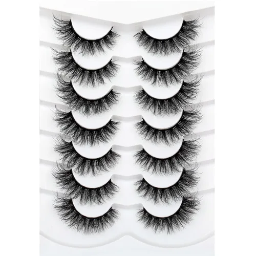 Vista 47 de Pooplunch - Pestañas postizas estilo ojo de gato, extensión de volumen 8D natural, finas, cortas, de visón sintético, tiras de pestañas postizas