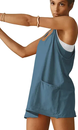 Vista 4 de Vestido atlético para mujer con pantalones cortos incorporados, mini vestido de entrenamiento deportivo para golf, verano 2024