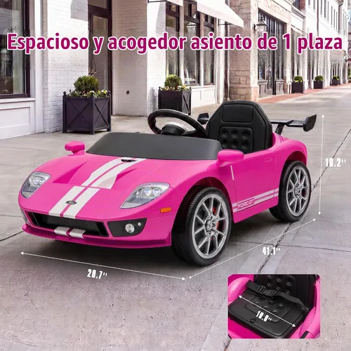 Vista 6 de Coche eléctrico de 12 V para niños, rosa, regalos de cumpleaños de YOHOPO 1-Rosa