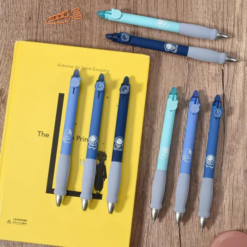 Vista 7 de BAYTORY 8 piezas de lindos bolígrafos de gel retráctiles y borrables, bolígrafo de tinta azul y negra con borrador transparente, escritura suave