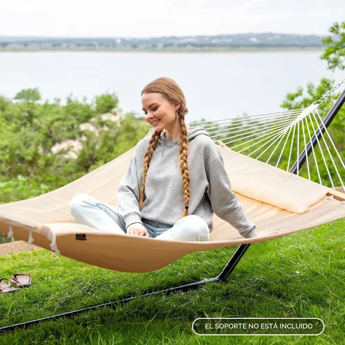 Vista 2 de SUNCREAT Hamaca de repuesto para soporte, capacidad de 475 libras, hamaca de patio trasero para dos personas para exterior, color beige