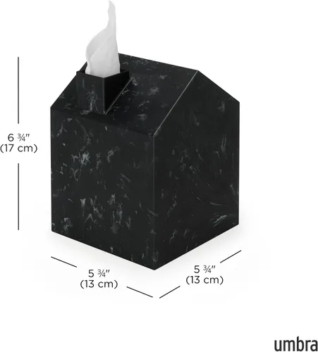 Vista 3 de Umbra Casa - Funda para caja de pañuelos en forma de casa moderna para cajas de pañuelos cuadradas estándar de boutique, plástico oceánico