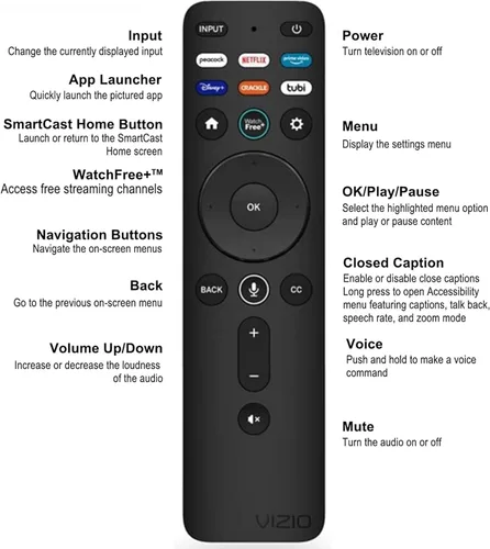 Vista 2 de Parte OEM: control remoto de TV XRT260 compatible con Vizio V505-J09 y M65Q6-J09