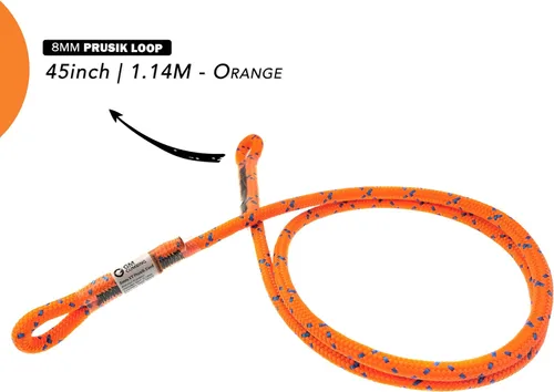 Vista 6 de GM CLIMBING 8mm (5/16") Prusik Swen Ojo a Ojo Precosido 30 pulgadas / 45 pulgadas