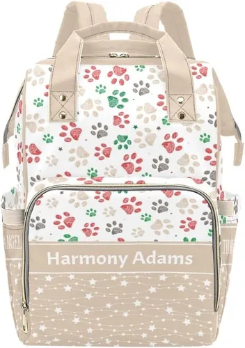 Vista 19 de Mochila para pañales personalizada, regalo con nombre, notas musicales, estrellas, azul oscuro, bolsa de viaje versátil: gran capacidad y múltiples