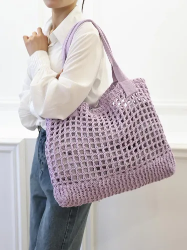 Vista 8 de ENBEI Bolsos grandes de playa para mujer, bolsos de hombro, bolso de punto, bolso de mano estético para playa de ganchillo, lindo bolso de mano