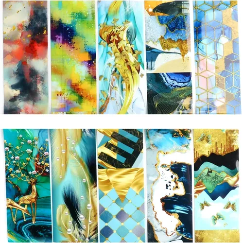Vista 24 de Calcomanías de transferencia de papel de uñas de Navidad, 10 hojas de calcomanías de arte de uñas de Navidad, calcomanías de invierno, Papá Noel