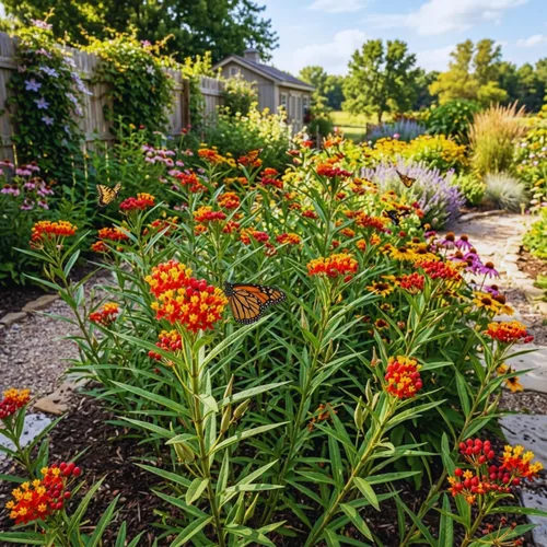 Vista 5 de 3 plantas vivas Asclepias de algodoncillo rojo, planta de flores, 5-7