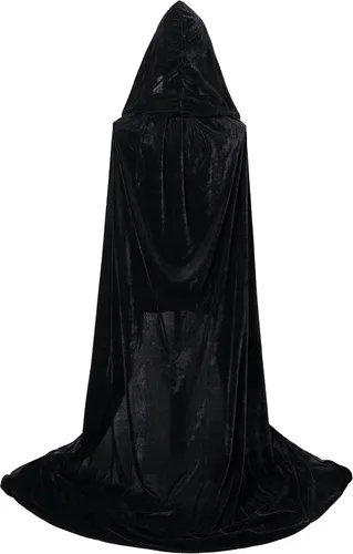 Vista 3 de VGLOOK Capa unisex con capucha para adultos, capa de terciopelo para disfraces de Halloween y cosplay Negro