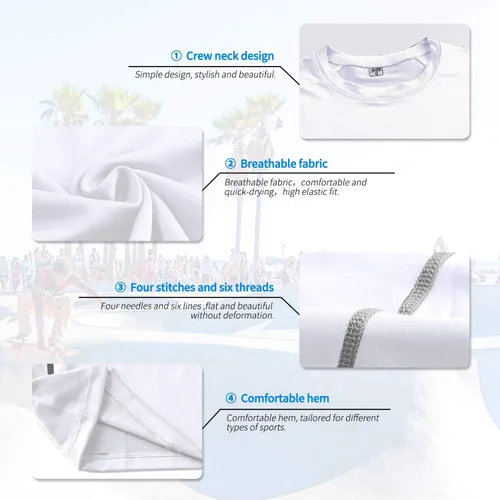 Vista 4 de Camisetas deportivas de compresión para hombre, camisetas deportivas de manga corta para entrenamiento, camisetas de secado fresco, camisetas