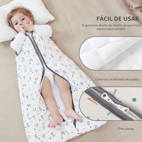 Vista 7 de Mosebears Saco de Dormir para Bebé, Manta Vestible de Invierno con Cremallera de 2 Vías, 2.5 TOG Saco de Dormir de Algodón Unisex
