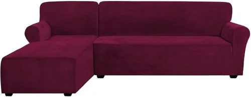 Vista 19 de Fundas de sofá de lujo en forma de L, 2 piezas, fundas elásticas de terciopelo para sofá esquinero con correas en la parte inferior para sala