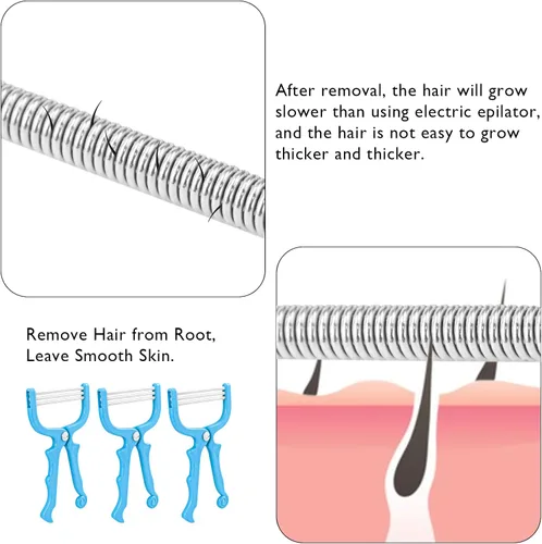 Vista 4 de 3 unidades de removedor de vello facial, depiladora manual de cejas, herramienta de enhebrado de vello facial para mujeres, removedor de bobina