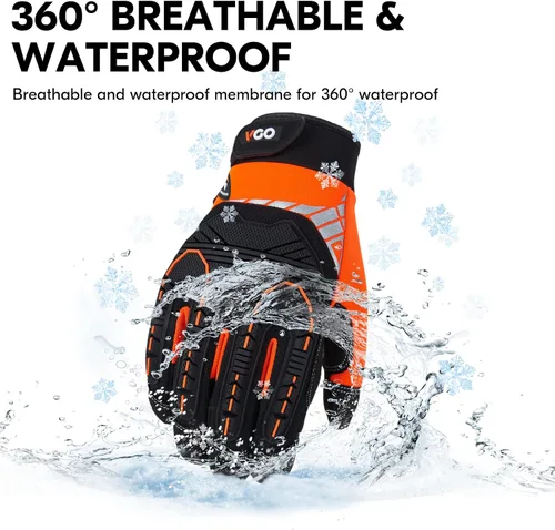Vista 7 de Vgo... 2 pares de guantes mecánicos de invierno impermeables de alta destreza de 32 °F con reducción de impactos y vibraciones