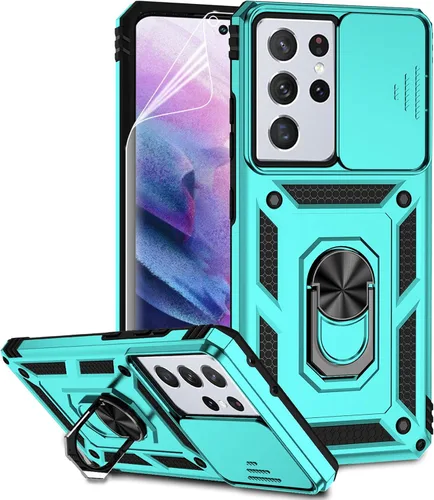 Vista 16 de Funda para Samsung Galaxy S21 Ultra con cubierta para lente de cámara, protector de pantalla HD, prueba de caídas de grado militar, soporte