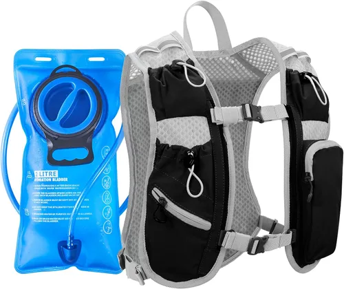 Vista 28 de Chaleco de correr para mujeres y hombres, mochila de hidratación para correr, chaleco para corredores, chaleco de hidratación, con soporte frontal