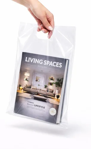 Vista 5 de 100 bolsas de plástico transparente para mercancías con asas, 9 x 12 pulgadas, 1.25 mil de grosor, bolsa de compras al por menor brillante