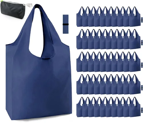 Vista 19 de BeeGreen Bolsas de comestibles reutilizables de Navidad con bolsa de almacenamiento con cremallera, paquete de 10 bolsas de compras reutilizables a