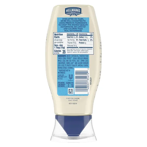 Vista 4 de Hellmann's Paquete de 12 mayonesa ligera para untar sándwich cremoso o condimento, 11.5 onzas
