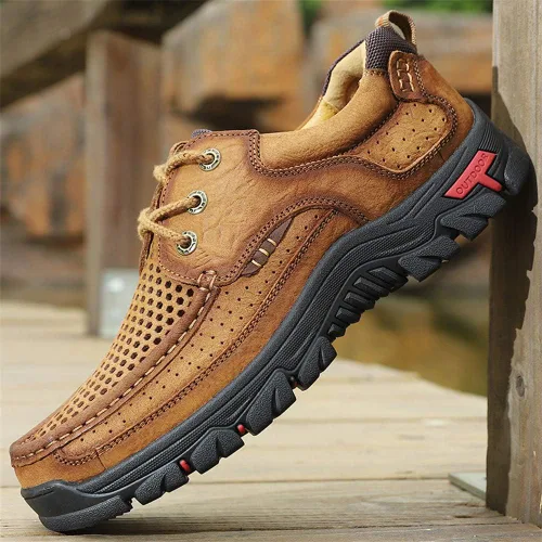 Vista 2 de CHICLOVEY Zapatos de mochilero de agarre de alta tracción para hombre, zapatillas transpirables de verano para senderismo