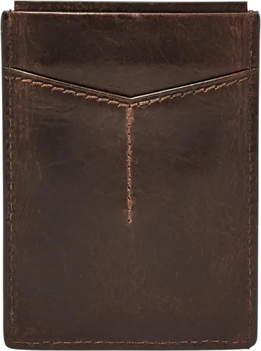 Vista 7 de Fossil Funda magnética minimalista de cuero para hombre con clip para dinero bolsillo frontal cartera para hombres, Negro, Estuche para tarjetas
