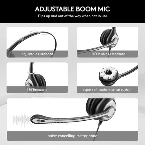 Vista 5 de Auriculares con micrófono, auriculares USB con micrófono para PC, auriculares de computadora con micrófono de cancelación de ruido con función