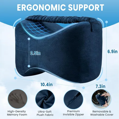 Vista 2 de Almohada de rodilla para personas que duermen de lado con correa, almohada de espuma viscoelástica de apoyo para las piernas para dormir de lado