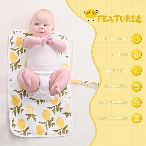 Vista 4 de Cambiador plegable para bebé, paquete de 2, cambiador de pañales, impermeable, tapete de viaje para pañales, almohadilla para orinario infantil, kit