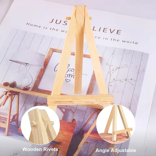 Vista 4 de 40 mini caballetes de madera de 6 pulgadas, soporte de trípode de madera para pintar, mini caballetes de mesa para tarjetas, artistas, manualidades