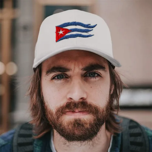 Vista 3 de Gorra de béisbol personalizada con bandera cubana de Cuba banderas bordadas de llama sombreros acrílicos para papá para hombres y mujeres
