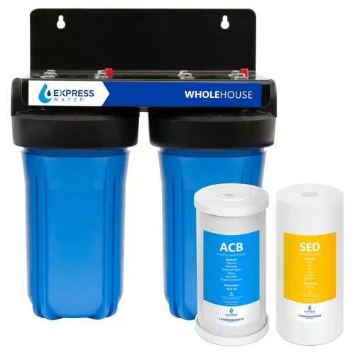 Vista 7 de Express Water - Sistema de filtro de agua para toda la casa - Sistema de filtración de agua de 2 etapas - Filtros de sedimentos y KDF - Reduce