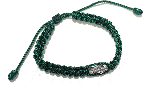 Vista 5 de Pulsera de hilo de San Judas Thaddeus verde Roja de hilo de San Judas Tadeo Cuentas de cristal No