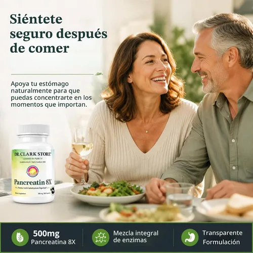 Vista 6 de Dr Clark Store Pancreatin 8X Suplemento enzimático 500 mg, 100 cápsulas