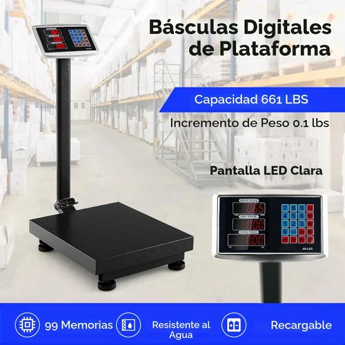 Vista 4 de Goplus Báscula digital de plataforma de 660 libras, báscula postal electrónica comercial con calculadora de precios de LB/kg, precisión de 0.1