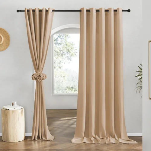 Vista 83 de NICETOWN - Cortinas de lino angora para ventana de cocina sobre el fregadero, con ojales, lino grueso angora, tratamientos cortos para ventanas