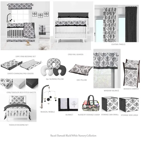 Vista 9 de Bacati Falda de cama sólida para cuna/niño pequeño, color negro, caída de 13 pulgadas