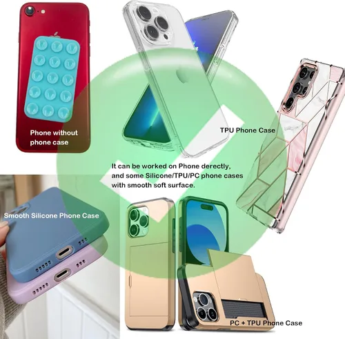 Vista 5 de Paquete de 2 fundas de silicona con succión para teléfono de doble cara, accesorio de teléfono manos libres de silicona para iPhone y Android