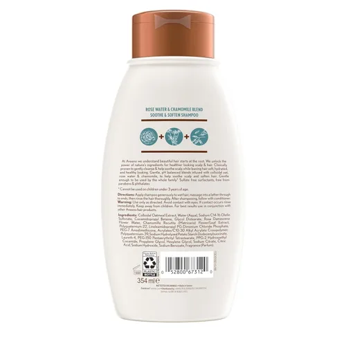 Vista 9 de Aveeno Champú de agua de rosas y manzanilla para cabello seco, hidratante